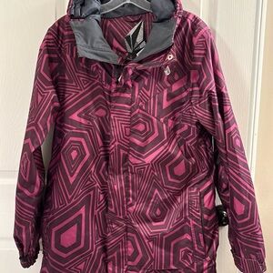 Volcom Women's Purple Geometric Puffer Jacket